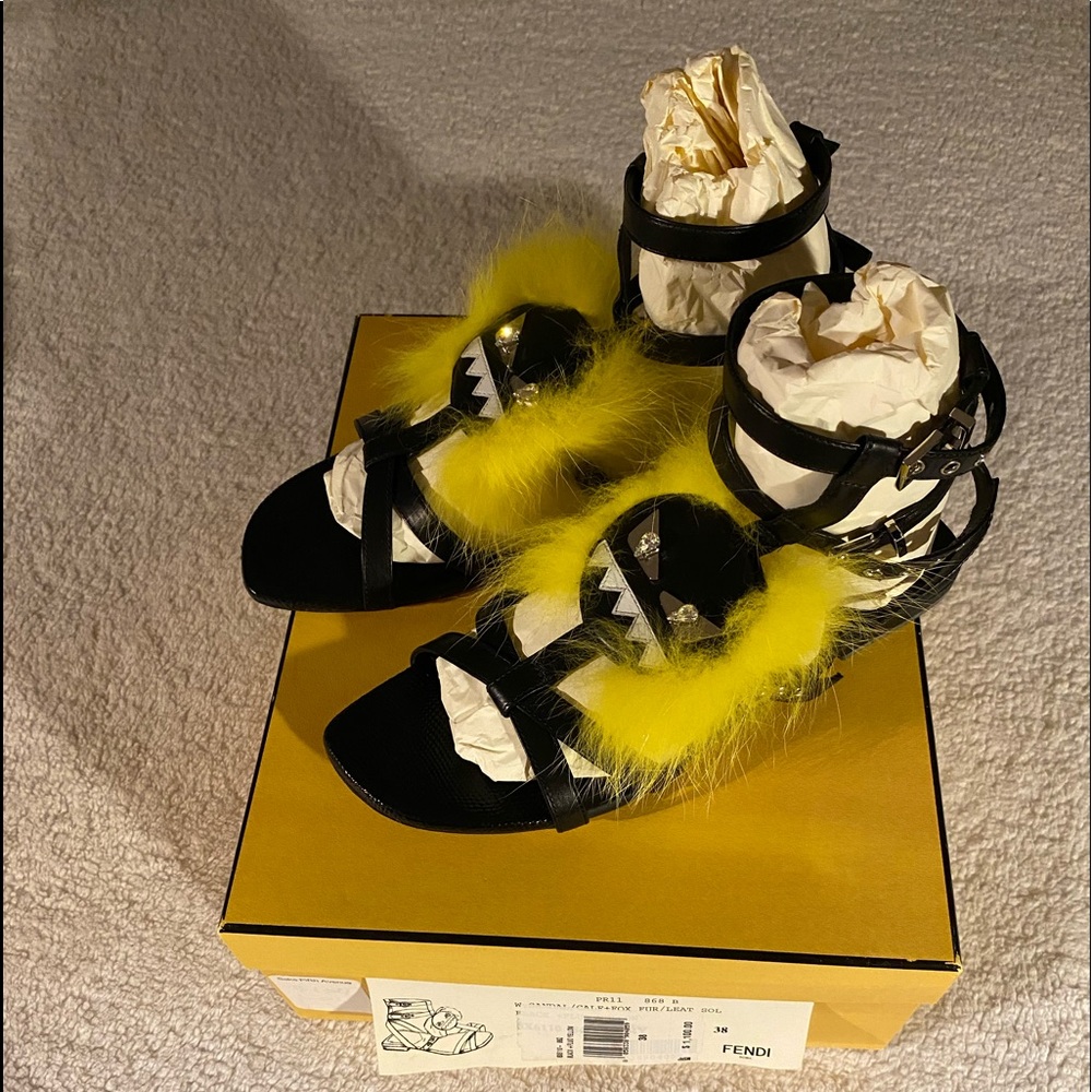 Fendi Monster Fox Fur Sandals